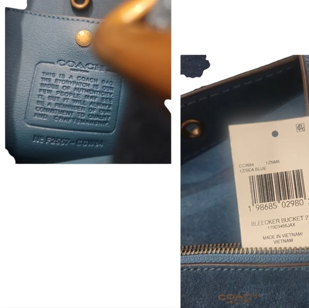 Coach Bleecker Bucket Bag 21 Sea Blue Suede Crossbody Purse Pouch